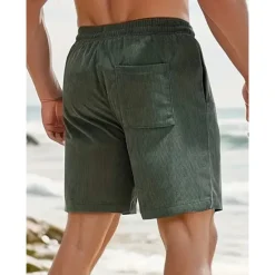 New OUKU Men's Shorts Casual Shorts Corduroy Shorts Pocket Drawstring Elastic Waist Plain Comfort Soft Full Length Outdoor Party Daily Vacation Fashion Black Army Green