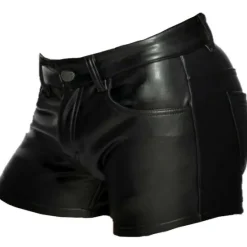 Outlet OUKU Men's Shorts Casual Shorts Faux Leather Shorts Pocket Plain Comfort Breathable Casual Daily Holiday Streetwear Stylish Black