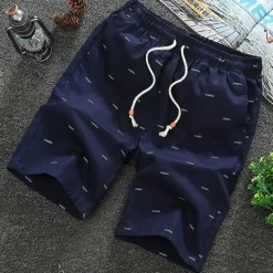 Hot OUKU Men's Shorts Casual Shorts Elastic Waist Straight Leg Graphic Comfort Breathable Knee Length Sports Outdoor Daily 100% Cotton Stylish Casual / Sporty Black White