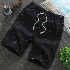 Hot OUKU Men's Shorts Casual Shorts Elastic Waist Straight Leg Graphic Comfort Breathable Knee Length Sports Outdoor Daily 100% Cotton Stylish Casual / Sporty Black White