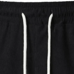Clearance OUKU Men's Shorts Casual Shorts Corduroy Shorts Pocket Drawstring Elastic Waist Plain Comfort Short Holiday Beach Weekend Fashion Casual Black Yellow Micro-elastic