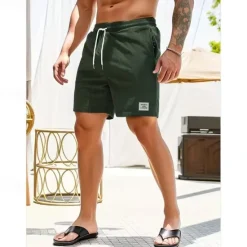 Clearance OUKU Men's Shorts Casual Shorts Corduroy Shorts Pocket Drawstring Elastic Waist Plain Comfort Short Holiday Beach Weekend Fashion Casual Black Yellow Micro-elastic