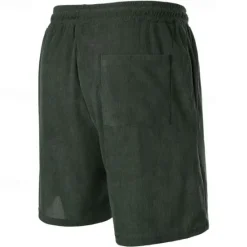 Clearance OUKU Men's Shorts Casual Shorts Corduroy Shorts Pocket Drawstring Elastic Waist Plain Comfort Short Holiday Beach Weekend Fashion Casual Black Yellow Micro-elastic