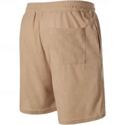 Clearance OUKU Men's Shorts Casual Shorts Corduroy Shorts Pocket Drawstring Elastic Waist Plain Comfort Short Holiday Beach Weekend Fashion Casual Black Yellow Micro-elastic