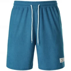 Clearance OUKU Men's Shorts Casual Shorts Corduroy Shorts Pocket Drawstring Elastic Waist Plain Comfort Short Holiday Beach Weekend Fashion Casual Black Yellow Micro-elastic