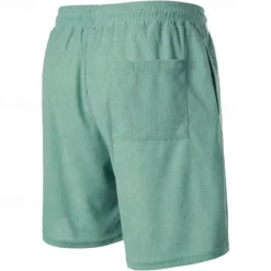 Clearance OUKU Men's Shorts Casual Shorts Corduroy Shorts Pocket Drawstring Elastic Waist Plain Comfort Short Holiday Beach Weekend Fashion Casual Black Yellow Micro-elastic