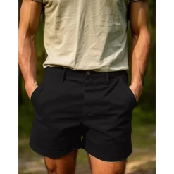 Clearance OUKU Men's Shorts Chino Shorts Bermuda shorts Work Shorts Pocket Buttons Plain Comfort Short Outdoor Daily Going out Streetwear Stylish Black Navy Blue