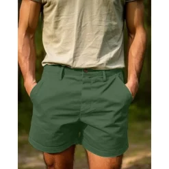 Clearance OUKU Men's Shorts Chino Shorts Bermuda shorts Work Shorts Pocket Buttons Plain Comfort Short Outdoor Daily Going out Streetwear Stylish Black Navy Blue