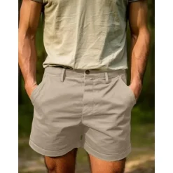 Clearance OUKU Men's Shorts Chino Shorts Bermuda shorts Work Shorts Pocket Buttons Plain Comfort Short Outdoor Daily Going out Streetwear Stylish Black Navy Blue