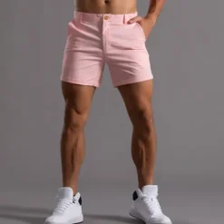 Online OUKU Men's Shorts Chino Shorts Bermuda shorts Work Shorts Pocket Straight Leg Plain Comfort Breathable Short Sports Outdoor Casual Daily Fashion Streetwear Black White