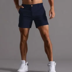 Online OUKU Men's Shorts Chino Shorts Bermuda shorts Work Shorts Pocket Straight Leg Plain Comfort Breathable Short Sports Outdoor Casual Daily Fashion Streetwear Black White