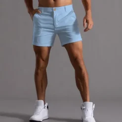 Online OUKU Men's Shorts Chino Shorts Bermuda shorts Work Shorts Pocket Straight Leg Plain Comfort Breathable Short Sports Outdoor Casual Daily Fashion Streetwear Black White
