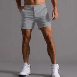 Online OUKU Men's Shorts Chino Shorts Bermuda shorts Work Shorts Pocket Straight Leg Plain Comfort Breathable Short Sports Outdoor Casual Daily Fashion Streetwear Black White