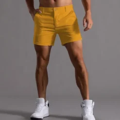 Online OUKU Men's Shorts Chino Shorts Bermuda shorts Work Shorts Pocket Straight Leg Plain Comfort Breathable Short Sports Outdoor Casual Daily Fashion Streetwear Black White
