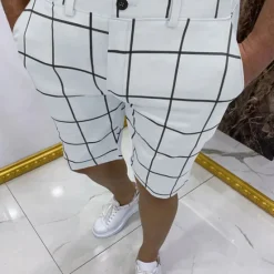 Sale OUKU Men's Shorts Chino Shorts Bermuda shorts Work Shorts Zipper Front Pocket Plaid Tartan Dolphin Comfort Breathable Knee Length Formal Business Daily Simple Chic & Modern White Navy Blue