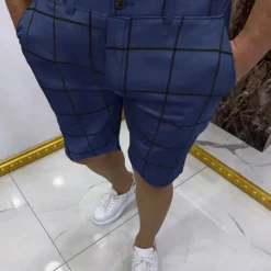 Sale OUKU Men's Shorts Chino Shorts Bermuda shorts Work Shorts Zipper Front Pocket Plaid Tartan Dolphin Comfort Breathable Knee Length Formal Business Daily Simple Chic & Modern White Navy Blue