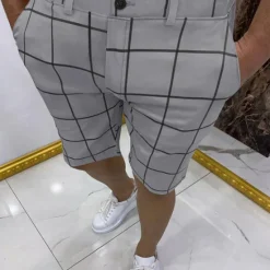 Sale OUKU Men's Shorts Chino Shorts Bermuda shorts Work Shorts Zipper Front Pocket Plaid Tartan Dolphin Comfort Breathable Knee Length Formal Business Daily Simple Chic & Modern White Navy Blue