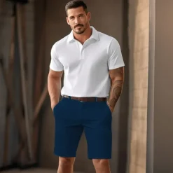 Sale OUKU Men's Shorts Chino Shorts Bermuda shorts Zipper Buttons Pocket Plain Comfort Breathable Short Casual Daily Holiday Fashion Chic & Modern Black White