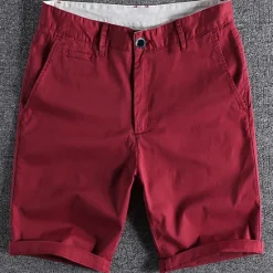 New OUKU Men's Shorts Chino Shorts Bermuda shorts Pocket Plain Comfort Breathable Outdoor Daily Going out Fashion Streetwear Black Red