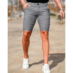 New OUKU Men's Shorts Chino Shorts Bermuda shorts Pocket Plaid Comfort Breathable Outdoor Daily Going out Fashion Streetwear Black Yellow