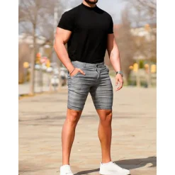 New OUKU Men's Shorts Chino Shorts Bermuda shorts Pocket Plaid Comfort Breathable Outdoor Daily Going out Fashion Streetwear Black Yellow
