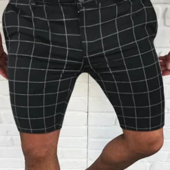 New OUKU Men's Shorts Chino Shorts Bermuda shorts Work Shorts Pocket Lattice Comfort Outdoor Daily Going out Fashion Streetwear Navy Blue White