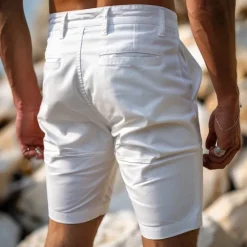 Clearance OUKU Men's Shorts Chino Shorts Bermuda shorts Pocket Plain Comfort Breathable Knee Length Outdoor Daily Going out Fashion Streetwear Black White Micro-elastic