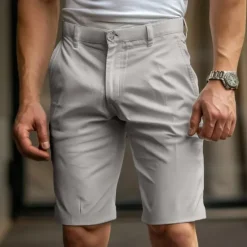 Clearance OUKU Men's Shorts Chino Shorts Bermuda shorts Pocket Plain Comfort Breathable Knee Length Outdoor Daily Going out Fashion Streetwear Black White Micro-elastic
