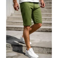 Hot OUKU Men's Shorts Chino Shorts Bermuda shorts Pocket Plain Comfort Breathable Outdoor Daily Going out 100% Cotton Fashion Streetwear Blue Khaki