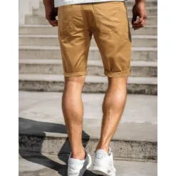 Hot OUKU Men's Shorts Chino Shorts Bermuda shorts Pocket Plain Comfort Breathable Outdoor Daily Going out 100% Cotton Fashion Streetwear Blue Khaki