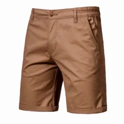 Hot OUKU Men's Shorts Chino Shorts Bermuda shorts Work Shorts Pocket Elastic Waist Plain Comfort Knee Length Casual Daily Holiday Streetwear Stylish Black Pink Micro-elastic