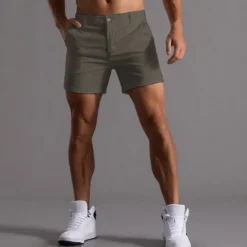 Clearance OUKU Men's Shorts Chino Shorts Bermuda shorts Work Shorts Pocket Plain Comfort Breathable Short Daily Stylish Casual Black White Micro-elastic