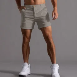 Clearance OUKU Men's Shorts Chino Shorts Bermuda shorts Work Shorts Pocket Plain Comfort Breathable Short Daily Stylish Casual Black White Micro-elastic