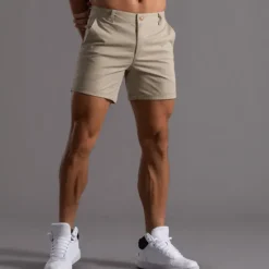 Clearance OUKU Men's Shorts Chino Shorts Bermuda shorts Work Shorts Pocket Plain Comfort Breathable Short Daily Stylish Casual Black White Micro-elastic