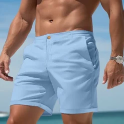 New OUKU Men's Shorts Chino Shorts Summer Shorts Work Shorts Pocket Plain Comfort Breathable Short Casual Daily Holiday Sports Fashion Black White
