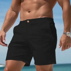 New OUKU Men's Shorts Chino Shorts Summer Shorts Work Shorts Pocket Plain Comfort Breathable Short Casual Daily Holiday Sports Fashion Black White