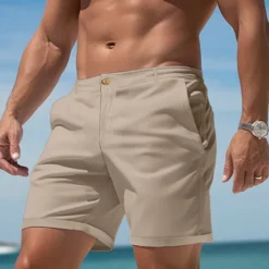 New OUKU Men's Shorts Chino Shorts Summer Shorts Work Shorts Pocket Plain Comfort Breathable Short Casual Daily Holiday Sports Fashion Black White