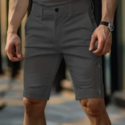 Outlet OUKU Men's Shorts Chino Shorts Bermuda shorts Work Shorts Zipper Pocket Plain Comfort Soft Knee Length Outdoor Casual Daily Fashion Streetwear Black White Micro-elastic
