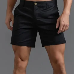 New OUKU Men's Shorts Chino Shorts Bermuda shorts Work Shorts Pocket Plain Comfort Breathable Short Sports Outdoor Daily Stylish Casual / Sporty Black White Micro-elastic