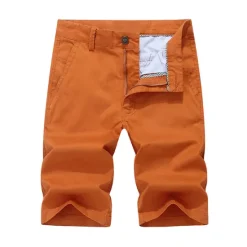 New OUKU Men's Shorts Chino Shorts Bermuda shorts Pocket Plain Comfort Breathable Outdoor Daily Going out Cotton Blend Fashion Streetwear Army Green Orange