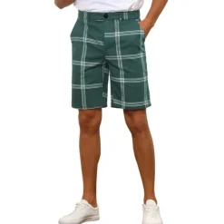 OUKU Men's Shorts Chino Shorts Bermuda shorts Work Shorts Pocket Straight Leg Plaid Checkered Comfort Short Formal Work Casual Streetwear Stylish Black Brown