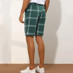 OUKU Men's Shorts Chino Shorts Bermuda shorts Work Shorts Pocket Straight Leg Plaid Checkered Comfort Short Formal Work Casual Streetwear Stylish Black Brown