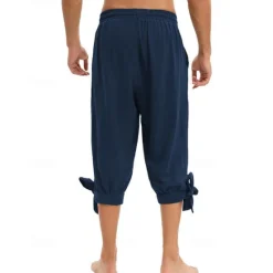 Hot OUKU Men's Shorts Cotton Linen Shorts Summer Shorts Beach Shorts Pocket Drawstring Elastic Waist Plain Comfort Breathable Knee Length Vacation Holiday Beach Hawaiian Boho Black White Micro-elastic