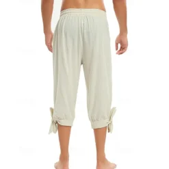 Hot OUKU Men's Shorts Cotton Linen Shorts Summer Shorts Beach Shorts Pocket Drawstring Elastic Waist Plain Comfort Breathable Knee Length Vacation Holiday Beach Hawaiian Boho Black White Micro-elastic