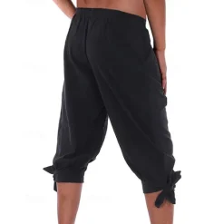 Hot OUKU Men's Shorts Cotton Linen Shorts Summer Shorts Beach Shorts Pocket Drawstring Elastic Waist Plain Comfort Breathable Knee Length Vacation Holiday Beach Hawaiian Boho Black White Micro-elastic
