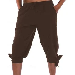 Hot OUKU Men's Shorts Cotton Linen Shorts Summer Shorts Beach Shorts Pocket Drawstring Elastic Waist Plain Comfort Breathable Knee Length Vacation Holiday Beach Hawaiian Boho Black White Micro-elastic