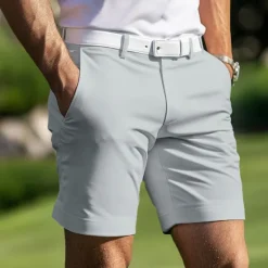 OUKU Men's Shorts Dress Shorts Summer Shorts Golf Shorts Pocket Straight Leg Plain Lightweight Breathable Knee Length Outdoor Daily Running Sports Fashion Black White Micro-elastic