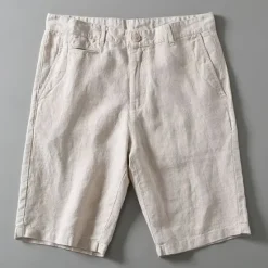 New OUKU Men's Shorts Linen Shorts Summer Shorts Beach Shorts Buttons Pocket Plain Comfort Breathable Short Vacation Holiday Beach Hawaiian Boho White Khaki
