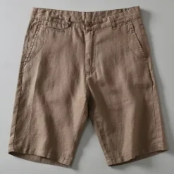 New OUKU Men's Shorts Linen Shorts Summer Shorts Beach Shorts Buttons Pocket Plain Comfort Breathable Short Vacation Holiday Beach Hawaiian Boho White Khaki