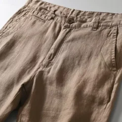 New OUKU Men's Shorts Linen Shorts Summer Shorts Beach Shorts Buttons Pocket Plain Comfort Breathable Short Vacation Holiday Beach Hawaiian Boho White Khaki